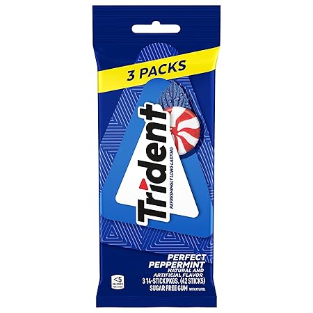 Trident Sugar-Free Chewing Gum, Perfect Peppermint Flavor, 14 Count(Pack of 3)