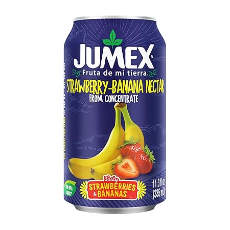 Jumex Strawberry Banana Nectar Juice - Made with Fresh Fruit Puree - Tropical Fruit Juice Concentrate for Smoothie Mix, Cocktail Mixers & Kids Drinks & Beverages - 11.3oz, 1 Pack Canned Drink