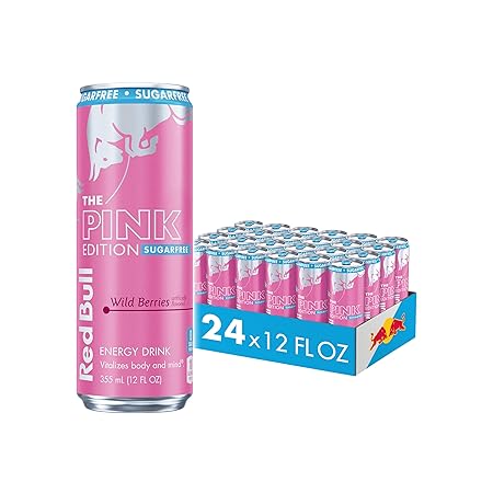 Red Bull Pink Edition Sugar-Free Energy Drink, Wild Berries, with 114 mg Caffeine plus Taurine & B Vitamins, 12 Fl Oz, Pack of 24 Cans