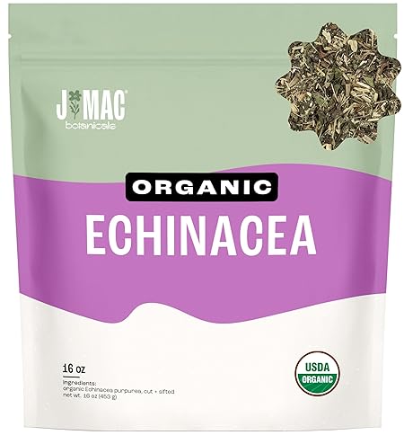 J Mac Botanicals, Organic Echinacea Herb & Sifted, Echinacea Purpurea, Organic Purple Cornflower tea