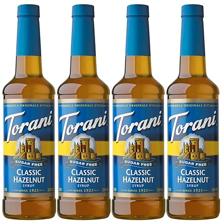 Torani Sugar Free Syrup, Classic Hazelnut, 25.4 Ounces (Pack of 4)