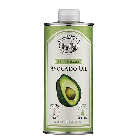 La Tourangelle, Sear & Sizzle Avocado Oil, Handcrafted from Premium Avocados, High Smoke Point Refined Oil Great for High Heat Cooking, Frying, Cast Iron Seasoning, 25.4 fl oz