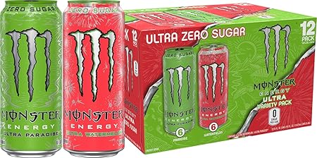 Monster Energy Drink Ultra Paradise and Ultra Watermelon, Variety Pack, 12 Pack - 12 pack, 16 fl oz cans
