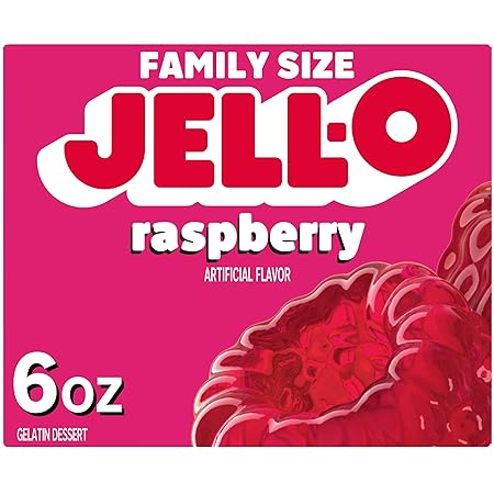 Jell-O Raspberry Gelatin Dessert Mix, Family Size, 6 oz Box