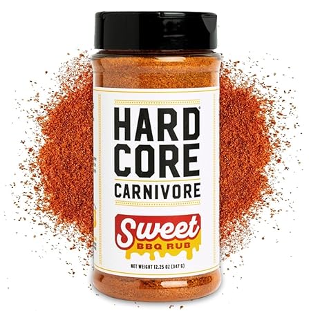 Hardcore Carnivore Sweet BBQ Seasoning (12.25 oz Shaker) Texas-Made Bold, Sweet BBQ Rub for Grilling Ribs, Pork, Chicken and More