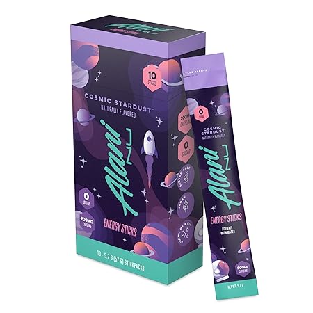 Alani Nu COSMIC STARDUST, Energy Sticks Drink Powder, 200mg Caffeine, Pre Workout Performance with Antioxidants, On-The-Go Drink Mix, Biotin, B Vitamins, Zero Sugar, 5 Calories, 10 Pack