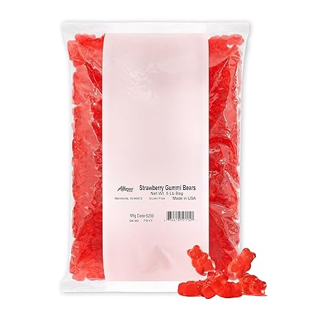 Albanese World's Best Strawberry Gummi Bears, 5lbs of Candy