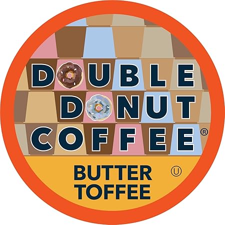 Double Donut Flavored Coffee Pods,Butter Toffee Coffee, Single Serve Medium Roast Coffee for Keurig K Cups Brewers, 48 Count