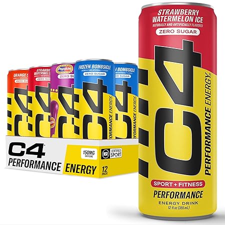 C4 Energy Drinks Variety Pack, Sugar Free Pre Workout Performance Drink With No Artificial Colors or Dyes, Zero Calorie, Coffee Substitute or Alternative, 4 Flavor Variety 12 Pack
