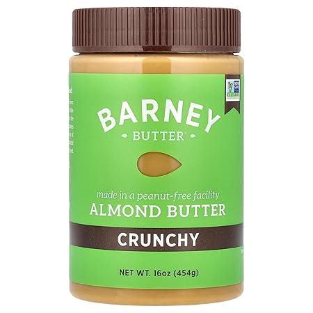 Barney Butter Almond Butter, Crunchy, 16 Ounce Jar, Skin-Free Almonds, No Stir, Non-GMO, Gluten Free, Keto, Paleo, Vegan