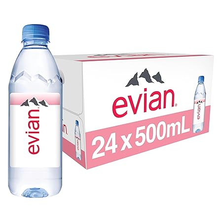 evian Natural Spring Water, PH Balanced with Natural Electrolytes, 16.9fl oz./500mL Bottles (pack of 24)