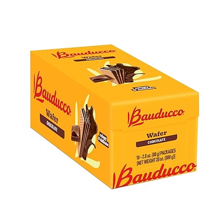 Bauducco Wafer Cookies, Chocolate, 28 oz (Pack of 10) - Crispy Layered Wafers with Rich Chocolate Cream Filling - Indulgent Sweet Snacks, Desserts & Treats - Individually Wrapped