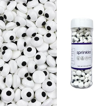 Weraru Small Candy Eyeballs Eye Ball Sweets Cake Cupcake Toppers Cookie Dessert Sprinkles Decorations Birthday Party Supplies 4.2Ounce