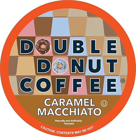 Double Donut Caramel Macchiato Coffee - Single Serve Coffee Pods for Keurig K Cups, 48 Count