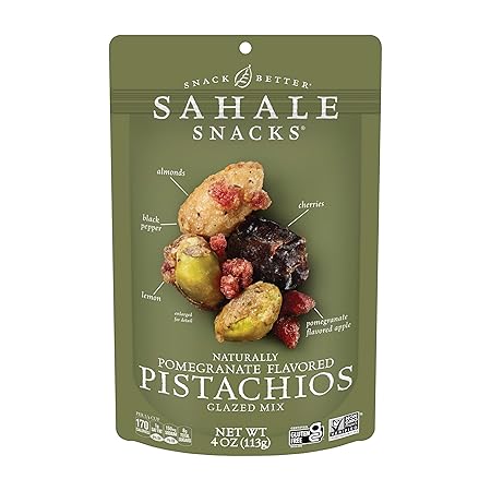 Sahale Snacks Pomegranate Flavored Pistachios Glazed Mix, 4 Ounces (Pack of 6)