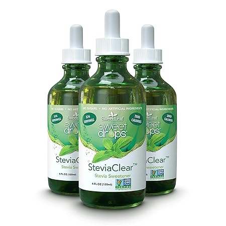 SweetLeaf SteviaClear Sweet Drops - Natural Stevia Liquid Sweetener, Pure Stevia Drops, No Bitter Aftertaste, Liquid Sugar Alternative, Zero Calorie, Keto, Non-GMO Stevia, 4 Fl Oz (Pack of 3)