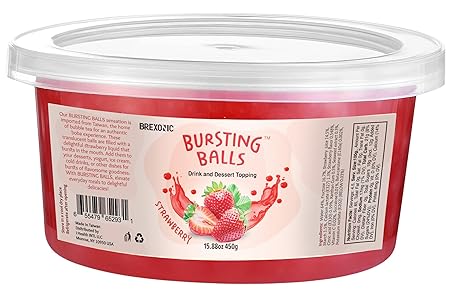 Strawberry Boba Pearls, Strawberry Popping Boba Bursting Boba, Strawberry Bubble Tapioca Pearls For Bubble Tea 1 Pound (Strawberry, 1 LB Pack of 1)