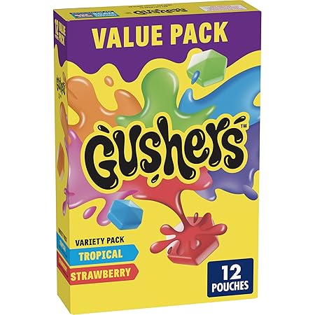 Gushers Fruit Flavored Snacks, Strawberry and Tropical Flavors, 12 ct
