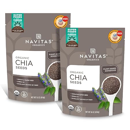 Navitas Organics Chia Seeds, 16 oz. (2-Pack) 76 Servings — Organic, Non-GMO, Gluten-Free…