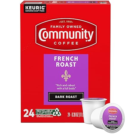Community Coffee French Roast 24 Count Coffee Pods, Extra Dark Roast, Compatible with Keurig 2.0 K-cup Brewers, 24 Count (Pack of 1)