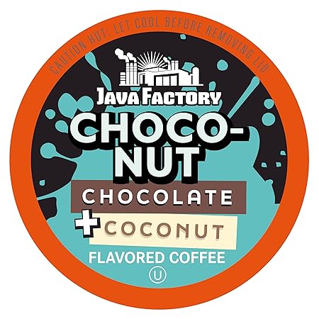 Java Factory Coffee Pods Choconut, 40 Count - Chocolate Coconut Flavored, Compatible with Keurig K Cup Brewers, Tropical Delight for Coffee Lovers