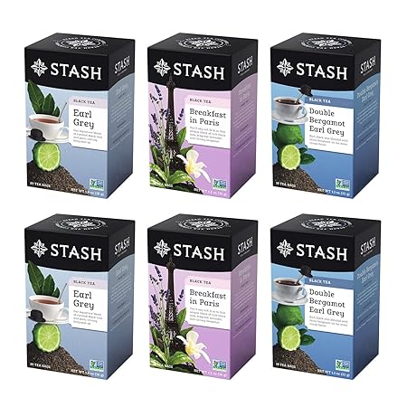 Stash Tea 6 Flavor The Earls Earl Grey Tea Assortment, 6 Boxes of 18 20 Tea Bags Each