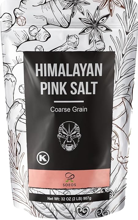 Soeos Himalayan Pink Salt, Coarse Grain, 2 Pound (32 Oz), Pink Himalayan Sea Salt, Himalayan Salt Coarse Salt, Pink Salt for Grinder Refill, Kosher & Natural Certified, Healthy