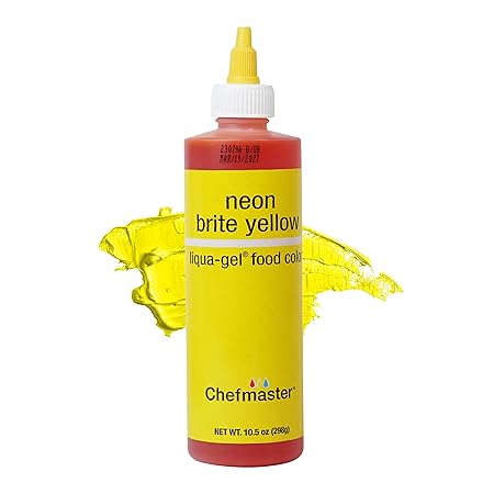 Chefmaster Neon Yellow Liqua-Gel® Food Coloring | Vibrant Color | Professional-Grade Dye for Icing, Frosting, Fondant | Baking & Decorating | Fade-Resistant | Easy-to-Use | Made in USA | 10.5 oz