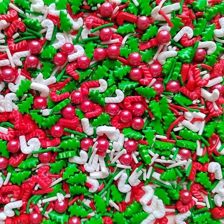 1 Bottle Candy Sugar Sprinkles for Cookie Decorating Christmas Tree Cake Cupcake Toppers Holiday Sprinkles for Baking Cake Decorating