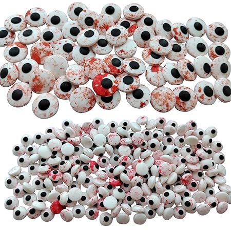 2 Bottles Candy Eyeballs Bloody Red Eyes Cake Cupcake Toppers Cookie Decorations,Two Size Mixed, Edible Dessert Sprinkles for Halloween Christmas Cake Cupcakes Decoration