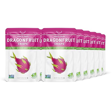 Nature’s Turn Freeze-Dried Dragon Fruit Crisps – Healthy, Gluten-Free, Crispy & Delicious, Plant-Based Snack, Ideal for Cereal, Smoothies, School Lunches, & On-the-Go, Pack of 12 (0.53 oz Each)
