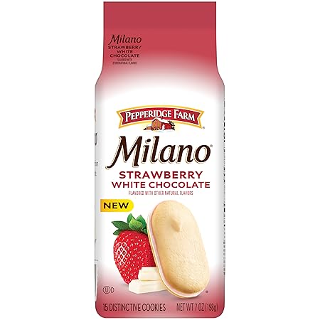 Pepperidge Farm Milano White Chocolate Strawberry Flavored Cookies, 7 Oz Bag