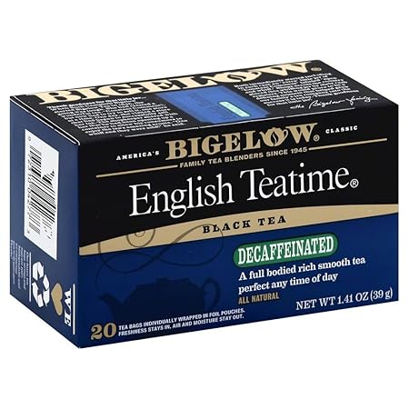 Bigelow Decaffeinated English Teatime Tea, Black Tea, 20 Count (Pack of 6), 120 Tea Bags Total