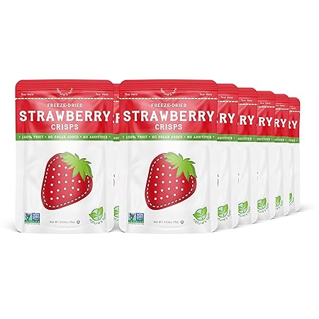 Nature’s Turn Freeze-Dried Strawberry Crisps – Healthy, Gluten-Free, Crispy & Delicious, Plant-Based Snack, Ideal for Cereal, Smoothies, School Lunches, & On-the-Go, Pack of 12 (0.53 oz Each)