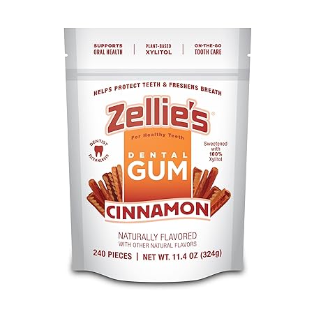 Zellie's | 100% Xylitol Cinnamon Chewing Gum | No Aspartame, Gluten Free, Vegan & Kosher (240 Count - Pack of 1)
