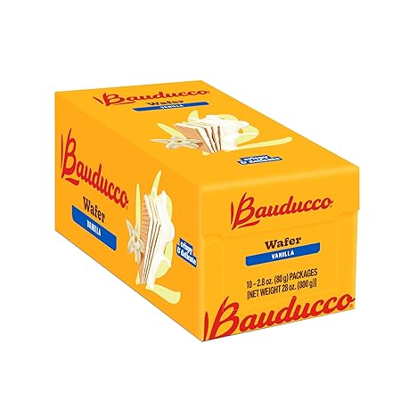 Bauducco Wafer Cookies, Vanilla, 28 oz (Pack of 10) - Crispy Layered Wafers with Rich Vanilla Cream Filling - Indulgent Sweet Snacks, Desserts & Treats - Individually Wrapped