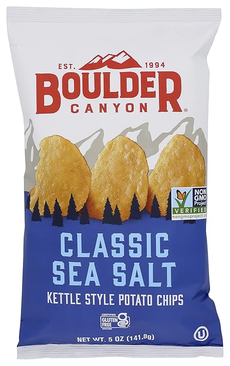 Boulder Canyon Totally Natural Potato Chips 5.0oz, (Pack of 12)