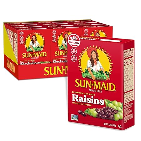 Sun-Maid California Sun-Dried Raisins - (12 Pack) 12 oz Sharing-Size Box - Dried Fruit Snack for Lunches, Snacks, and Natural Sweeteners