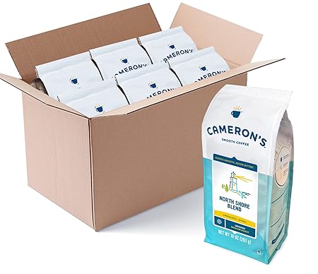 Cameron's Coffee Roasted Ground Coffee Bag, North Shore Blend, 12 Ounce, Pack of 6