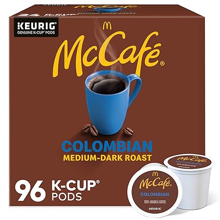 McCafe Colombian, Single Serve Coffee Keurig K-Cup Pods, Medium Roast, 96 Count (4 Packs of 24)