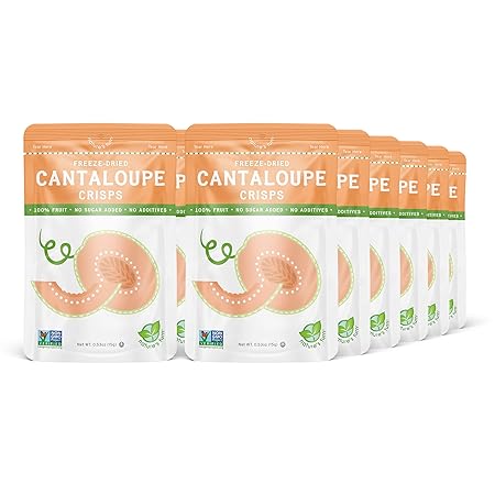Nature’s Turn Freeze-Dried Cantaloupe Crisps – Healthy, Gluten-Free, Crispy & Delicious, Plant-Based Snack, Ideal for Cereal, Smoothies, School Lunches, & On-the-Go, Pack of 12 (0.53 oz Each)