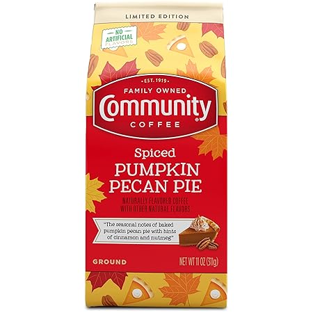 Community Coffee Spiced Pumpkin Pecan Pie Flavored Ground Coffee, Medium Roast, 11 oz Bag (Pack of 1)