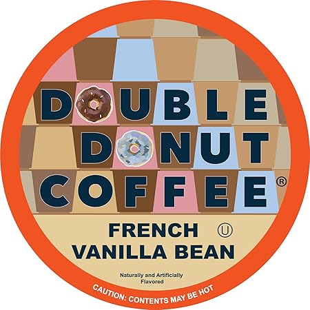 Double Donut Flavored Coffee Pods, Vanilla Bean Single Serve Coffee For Keurig K Cups Machines, Medium Roast Vanilla in Recyclable Pods, Hot or Iced, 96 Count Value Pack
