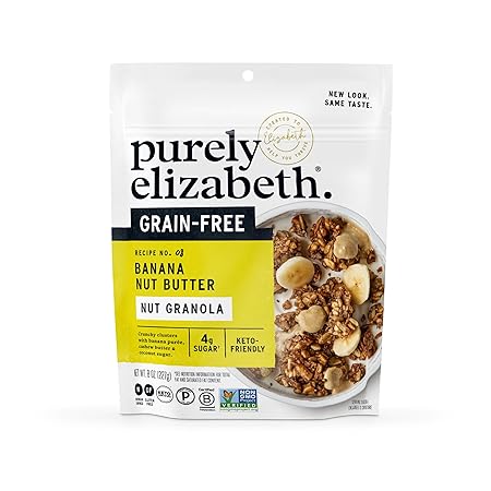 Purely Elizabeth Banana Nut Butter Keto Granola, Grain Free, Non GMO, 8 Ounces (Pack Of 1)