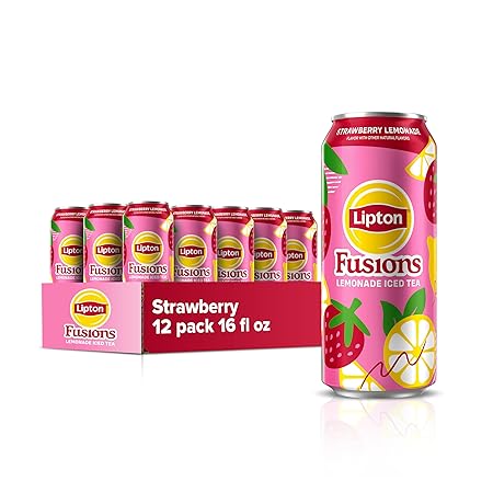 Lipton Fusions, Strawberry Lemonade & Iced Tea, 16 Fl Oz Cans (Pack of 12)