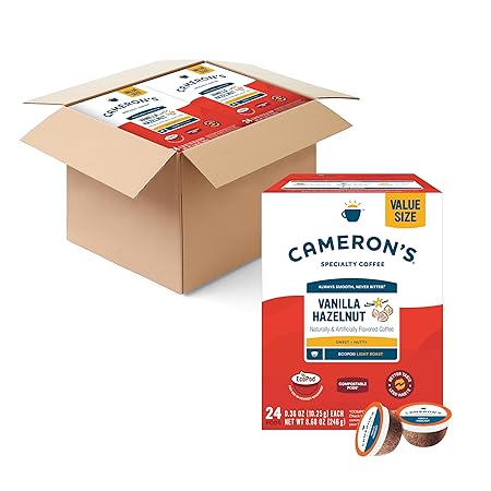 Cameron's Coffee Single Serve Pods, Flavored, Vanilla Hazelnut, 96 Count