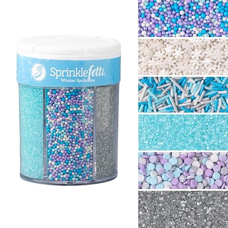 Sweets Indeed Sprinkles 6 Cell Edible Sprinkle Mix Jimmies Perfect for Cake Decorations Baking Ice Cream Cookies Cupcake Topper (Winter)