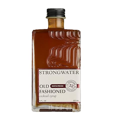 Strongwater Maple Pecan Old Fashioned Craft Cocktail Mixer - Makes 32 Cocktails - Handcrafted Old Fashioned Syrup with Pecan Extract, Sugar & Cherry - Just Mix with Bourbon or Whiskey