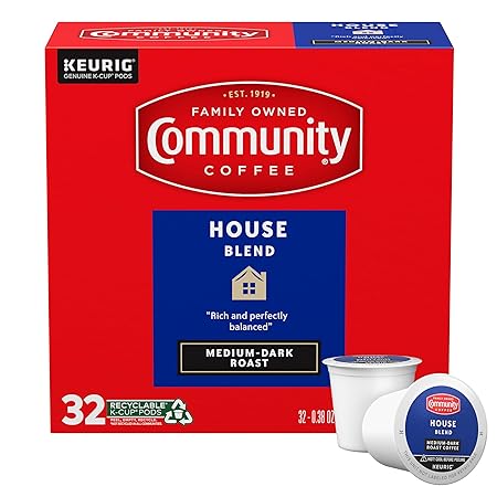 Community Coffee House Blend Medium-Dark Roast Single Serve Keurig K-Cup Pods 32 ct Box