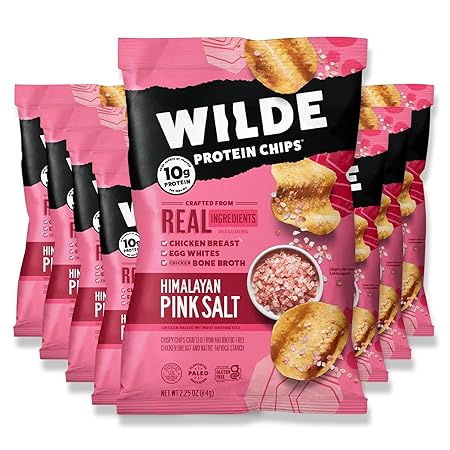 Himalayan Pink Salt Protein Chips by Wilde Chips, Thin and Crispy, High Protein, Keto Friendly, Made with Real Ingredients, 2.25oz Bag (8 Pack)…